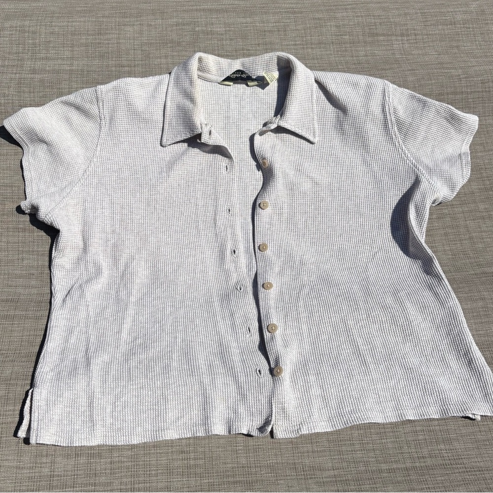 Eddie Bauer Light Gray Textured Shirt-Size L